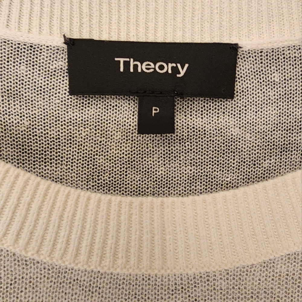 Theory Knit Variegated Stripe Lightweight Semi Sheer/ Linen Blend Size XS/P - Picture 7 of 13